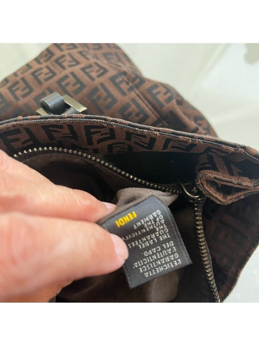 FENDI ZUCCHINO BROWN SMALL CANVAS TOTE BAG - Picture 12 of 12